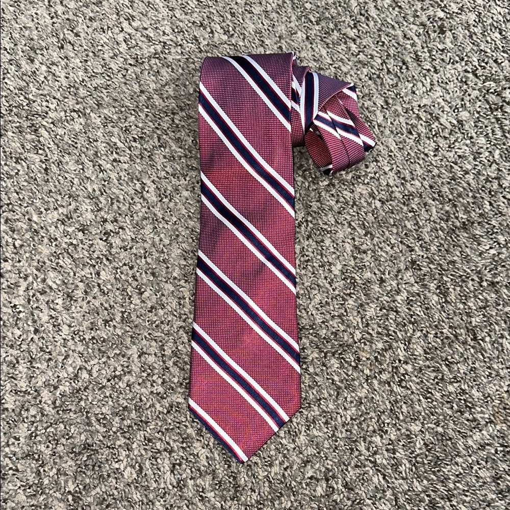 Daniel Cremieux Red and White Striped Tie